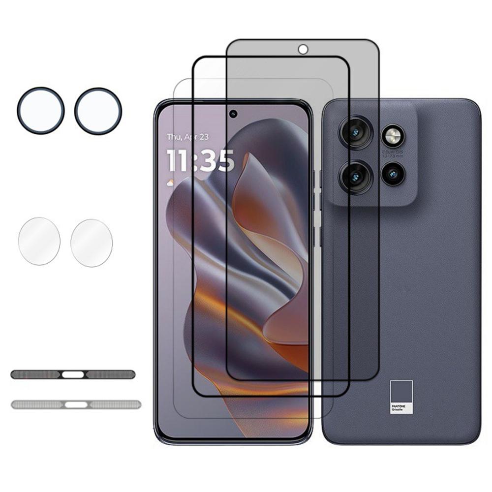 For Motorola Edge 50 Neo 5G Tempered Glass Screen Protector Set with Lens Films,Dust Proof Mesh