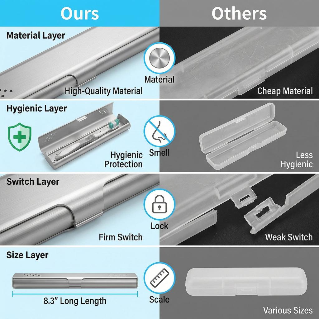 1 Pc Empty Aluminum Toothbrush Travel Case, Portable Travel Toothbrush Holder, Durable Manual Tooth Brush Box Container
