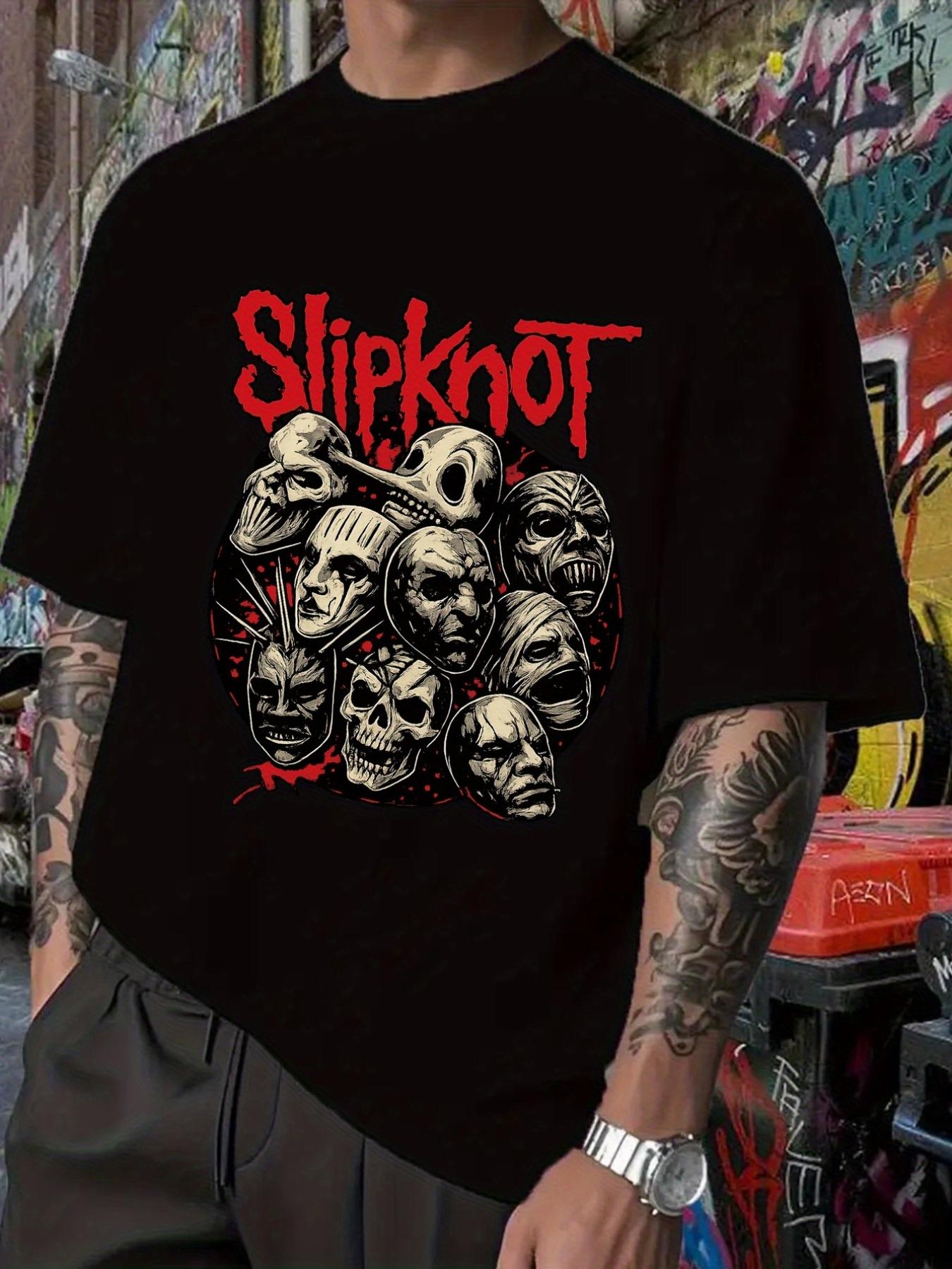 Slipknot Metal Band Graphic T-shirt - Heavy Metal Tee with Red Text S
