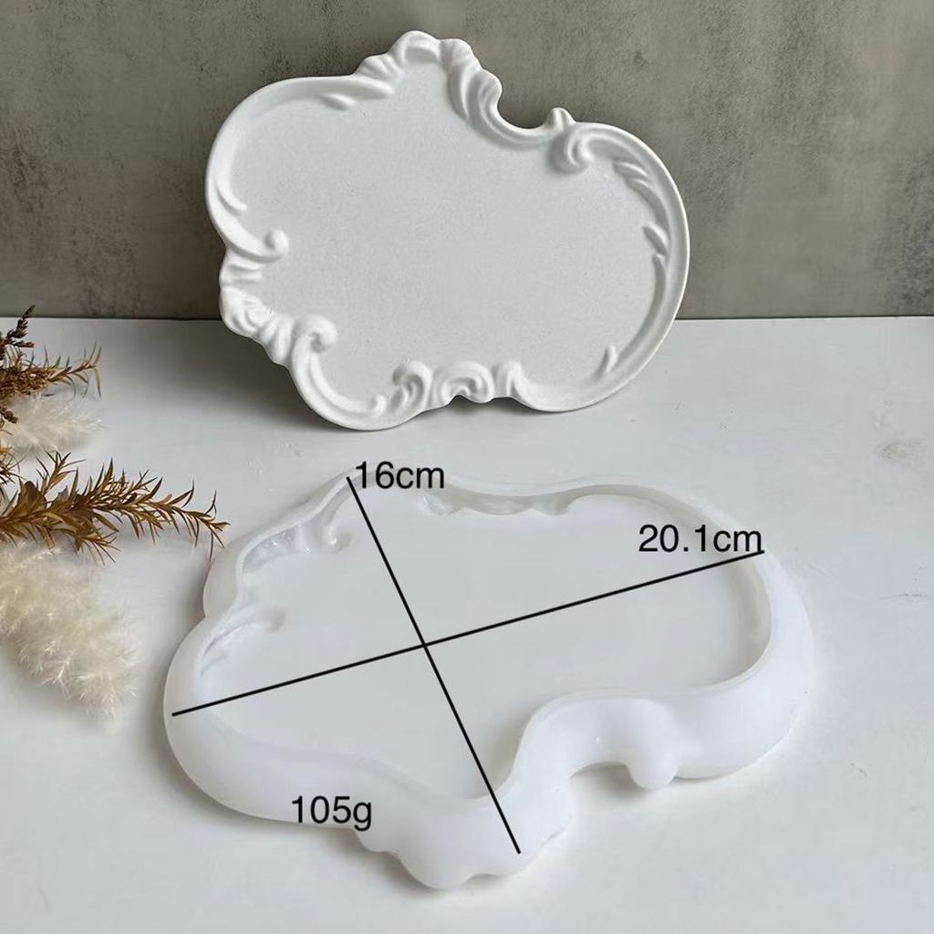 Versatile Silicone Tray Mold Delicate European Design Lace Relief Tray Resin Mold DIY Cement Plaster Gypsum Mould