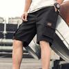 Men Cargo Shorts Plus Size Loose Solid Color Multi Pockets Straight Soft Breathable Mid Waist Pockets Quick-drying Knee Length Shorts