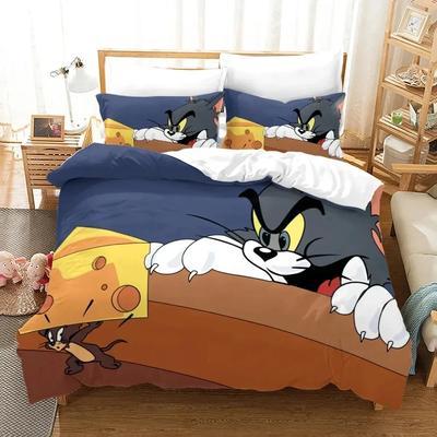 Cartoon T-Tom Maus und Katze Bettwäsche Set J-Jerry Bettbezug Bettwäsche Set Bettdeckenbezug Kissenbezug Bettdecke King Queen Größe Jungen Erwachsene