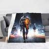 Battlefield Class Soldier Game BF Fleece Blanket Shooting Theme Throw Blanket for Home Hotel Sofa Xcm Lightweight