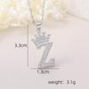 Copper Micro-Inlaid Zircon Crown Letter Pendant Necklace - Hip-Hop Silver Fashion