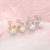 Super Sparkling Zircon Star Pearl Earrings Retro French Exquisite Light Luxury Full Of Diamonds Geometric Lines Pentagram Earrings