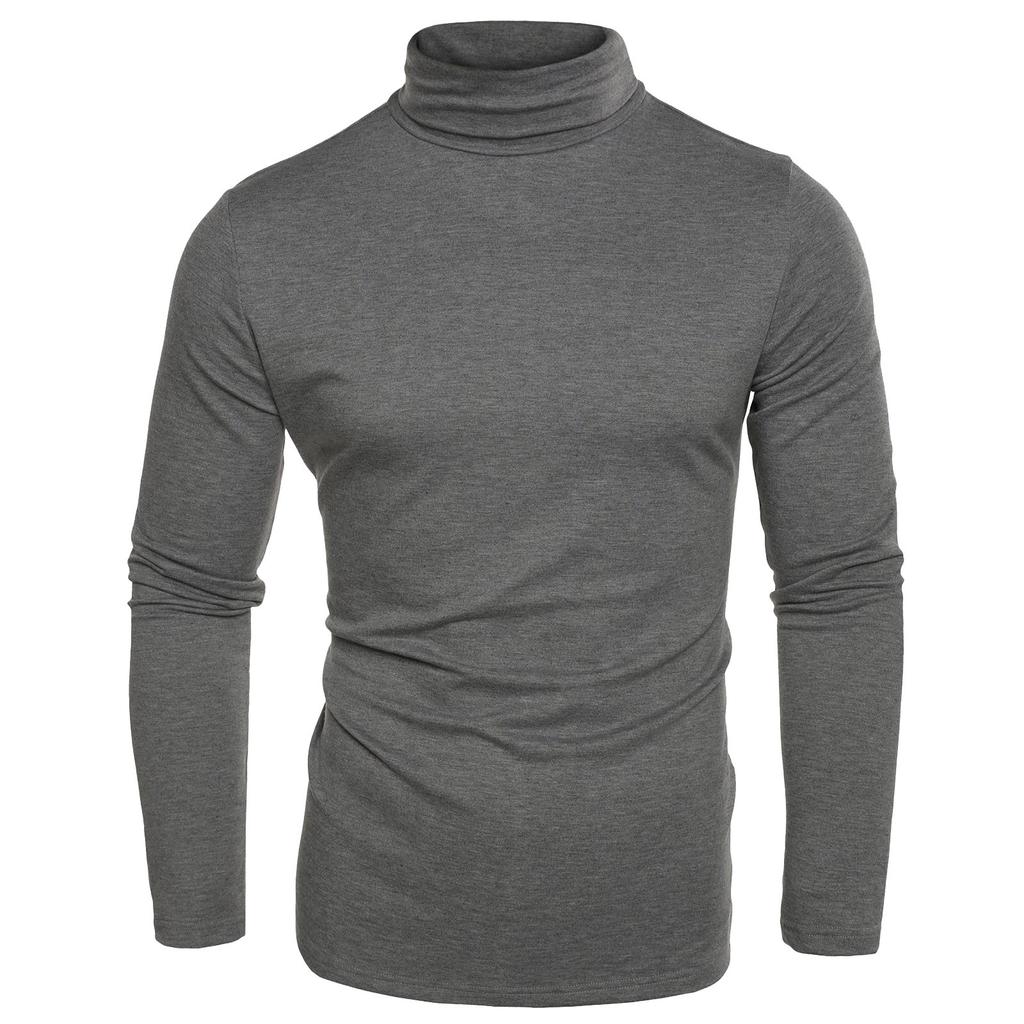 Herren Frühling und T-Shirt Einfarbige Langarm Halbhoher Kragen Pullover