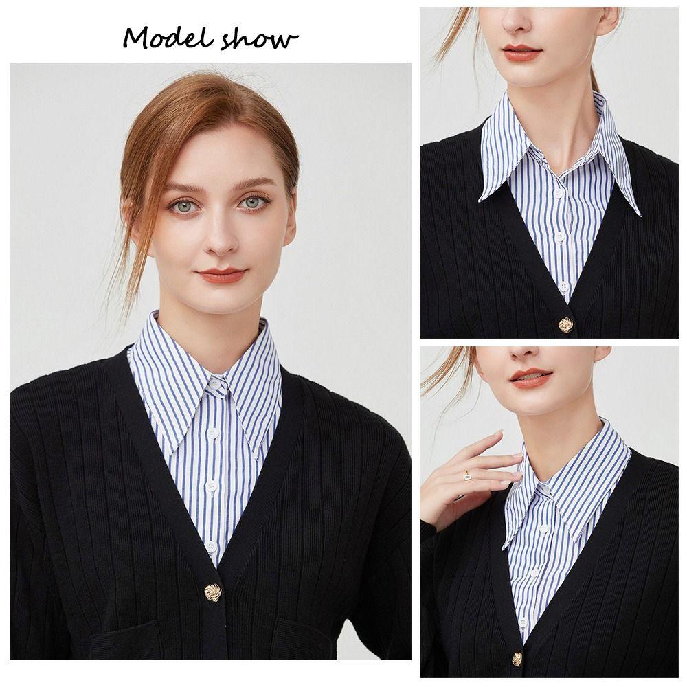 Stripes False Collar Detachable Lapel Half Shirt New Fake Collar  Women Girls