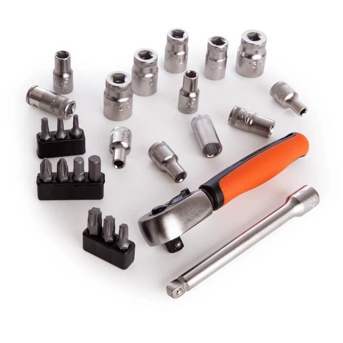 Jeu de douilles BAHCO 1/4 po 25 pcs SL25 - Alliage d'acier haute performance - Finition micro mate