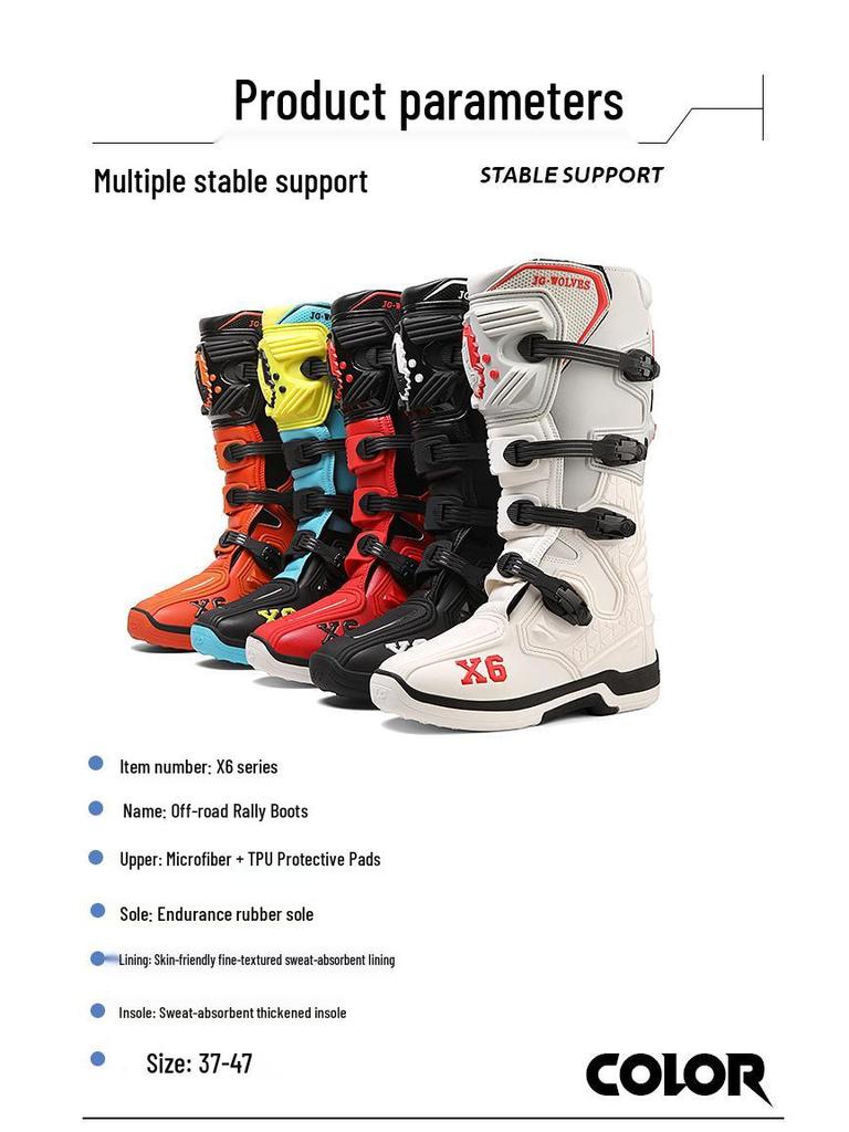 Męskie Buty Motocyklowe Off-Road Nine Wolves - Antypoślizgowe Buty Rajdowe