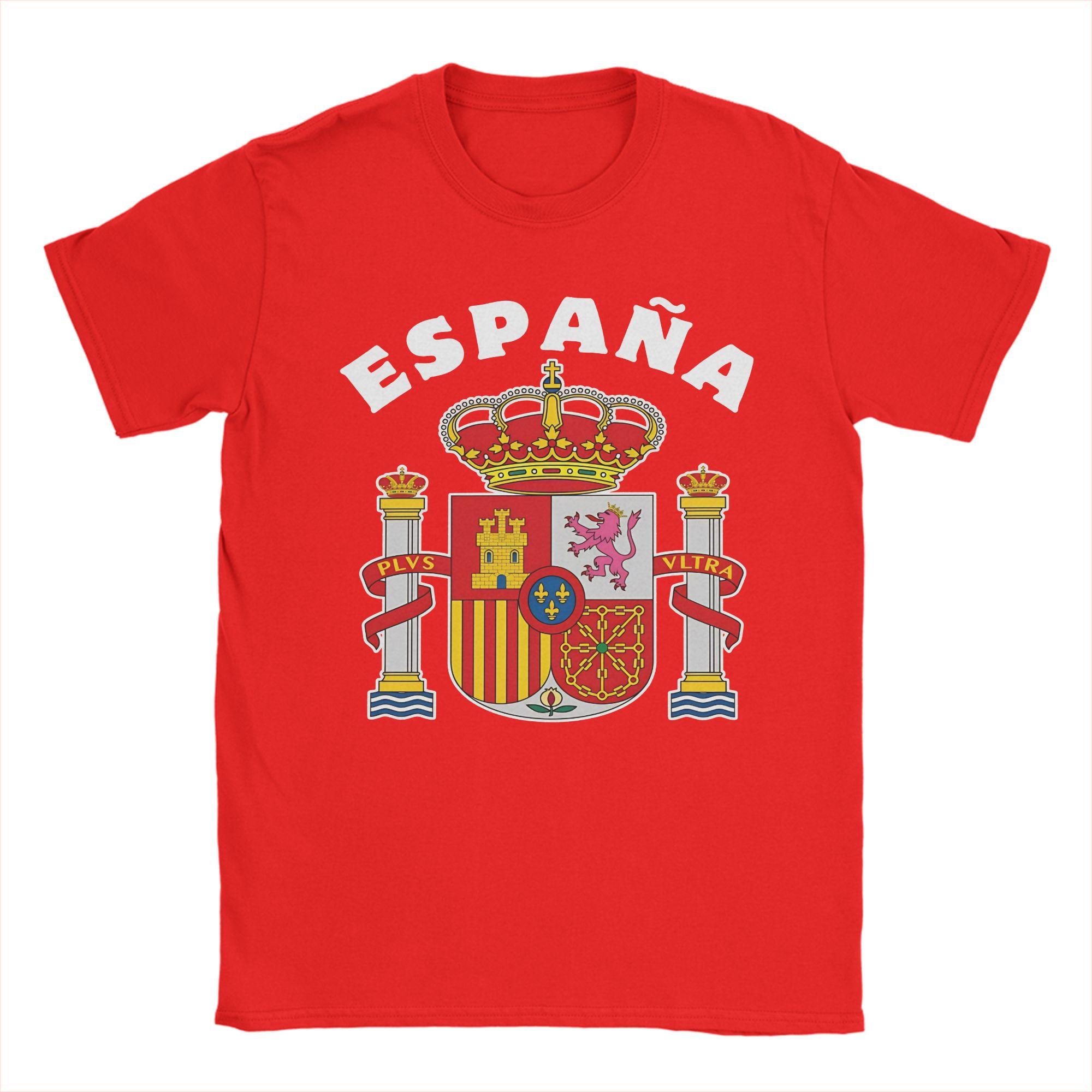 Men National Emblem Seal Symbol Coat of Arms of Spain T Shirt Pure Cotton Tops Short Sleeve Round Collar Tees Big Size TShirt S