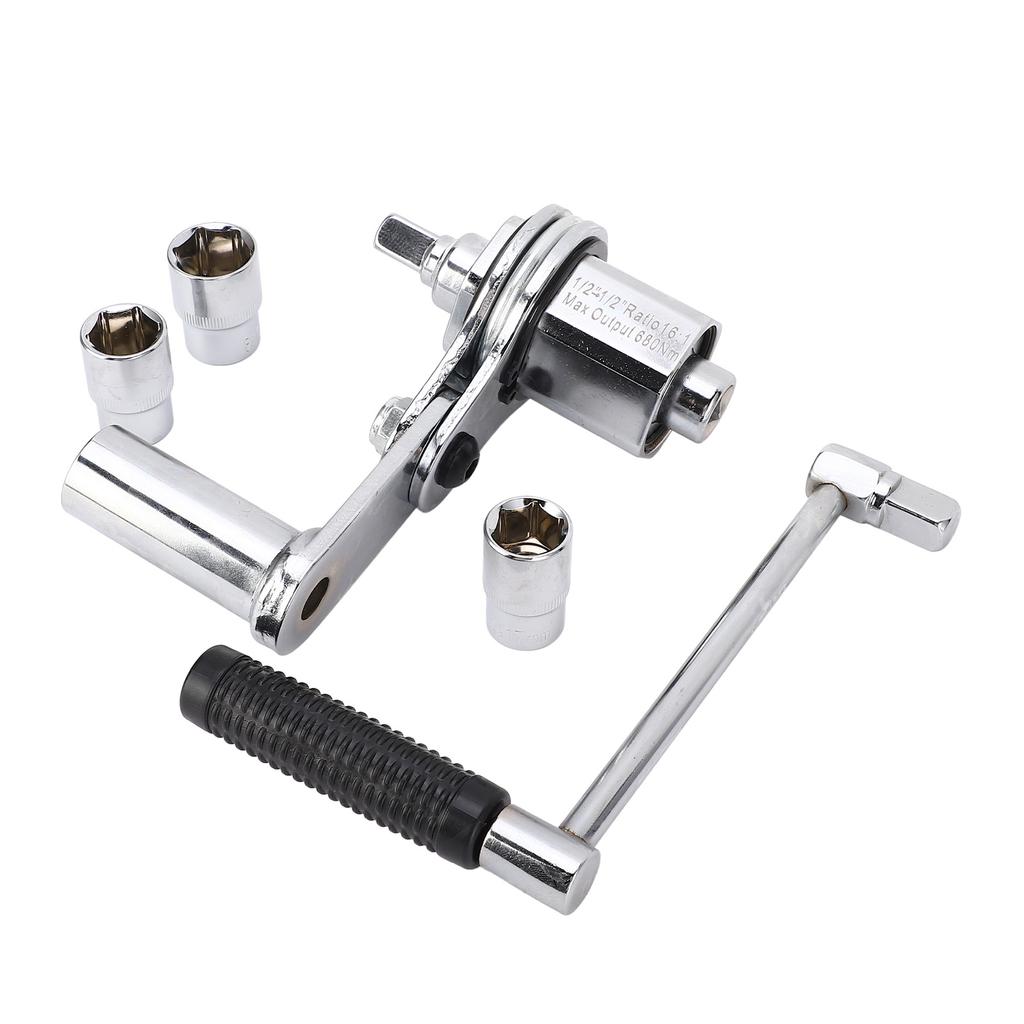 1 2in Torsion Multiplier Wrench Looseing Nuts 1:16 Gear Ratio Car Tire Nut Remover with 17mm 19mm 21mm Sockets for Car