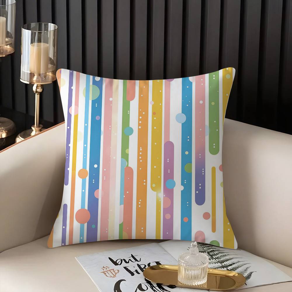 Classic Striped Pillow Case Home Dorm Chair Back Short Plush Double-sided Printing Office Nap Time Cushion Cover
