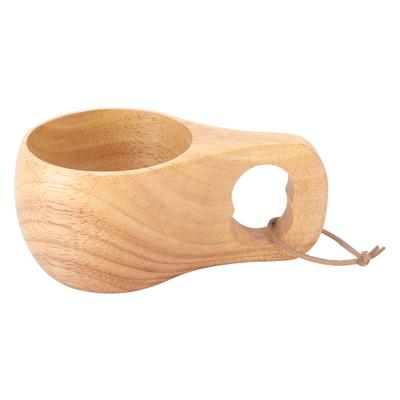 Wooden Tea Cup Multipurpose Nordic Style Wooden Mug with Handle for Drinking Wine Milk Coffee 200ML