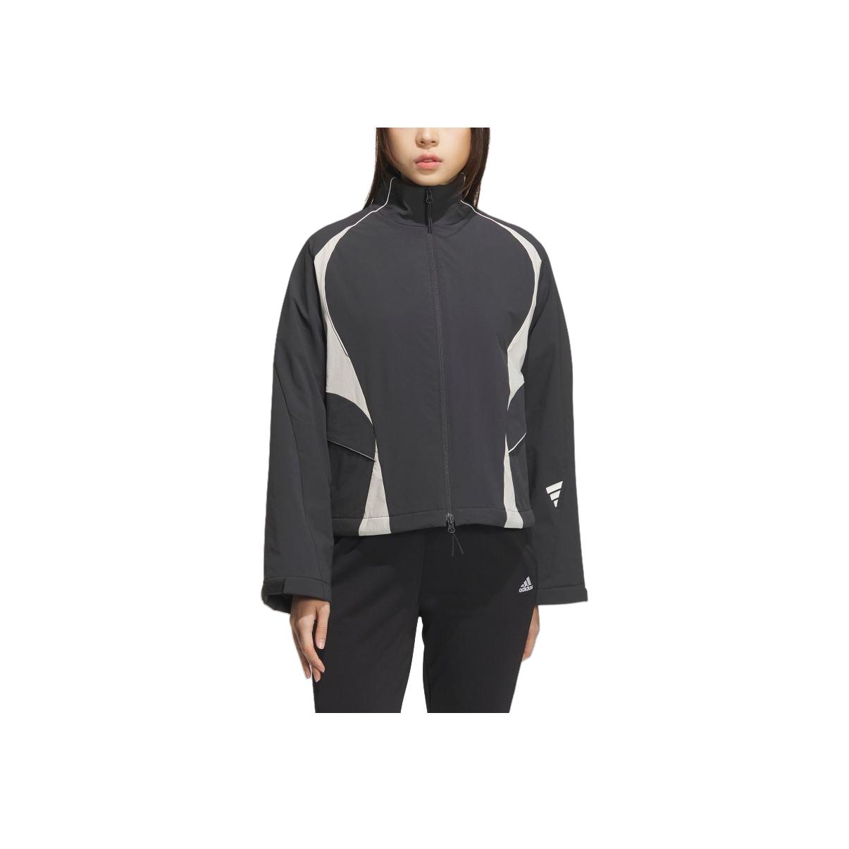 

Adidas Casual Sports Series Loose Fit Stand Collar Zipper Jacket Women Jackets Carbon-Black Bright-White JY8062 M