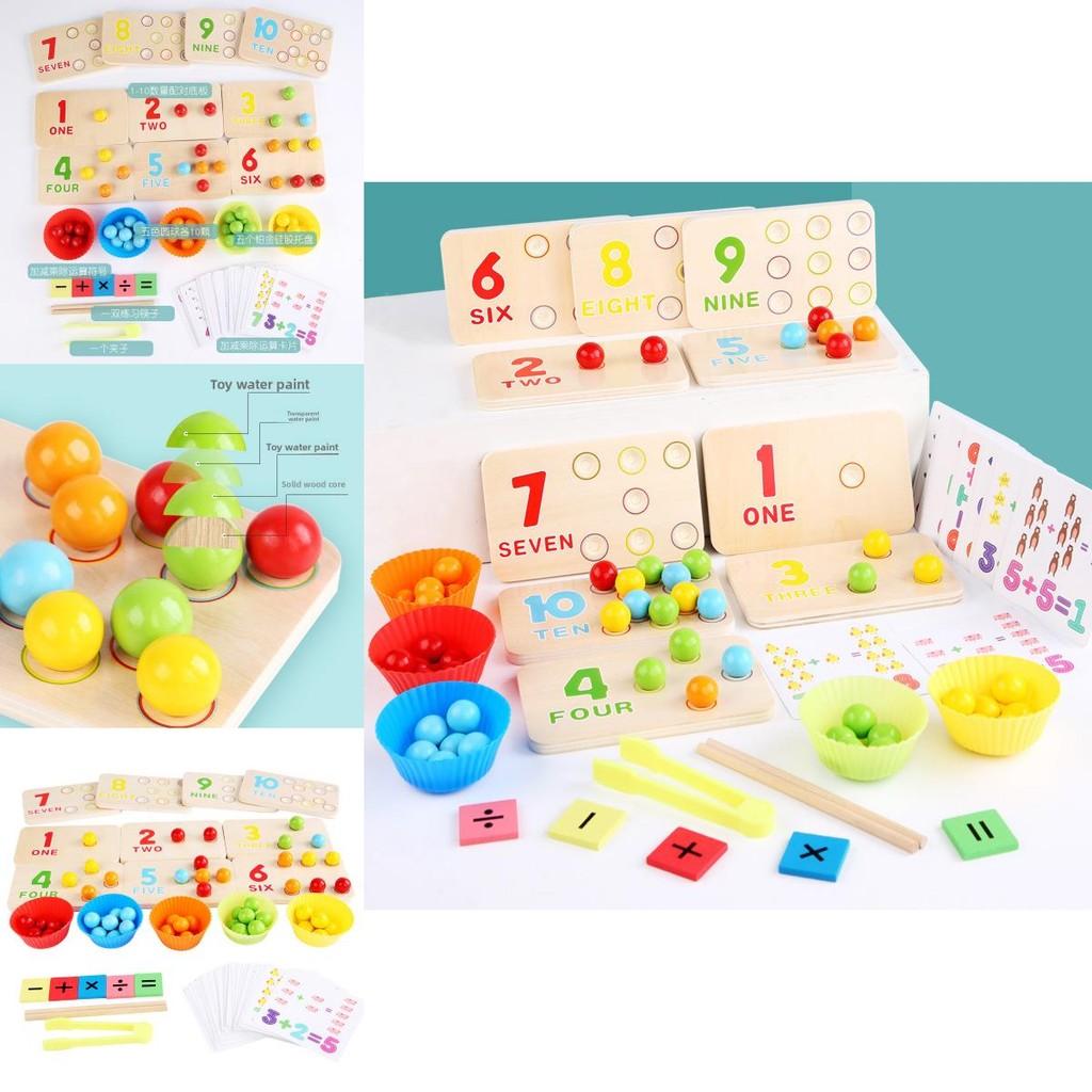 Wooden Multifunctional Arithmetic Clip Bead Learning Board Kid Puzzle Toy Set For Early Learning