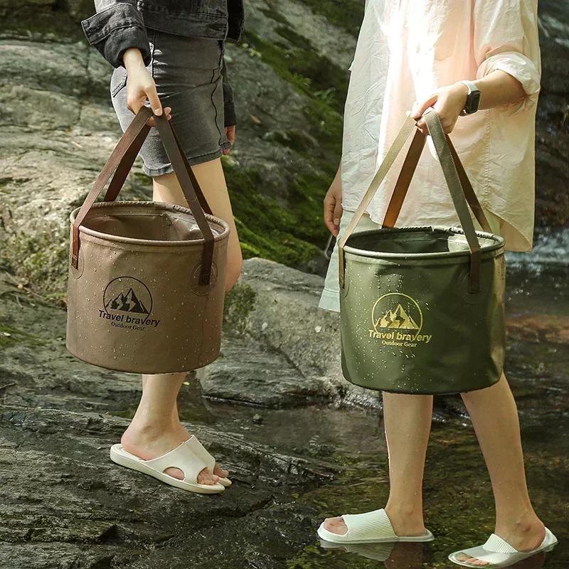 Balde Dobrável Resistente à Água Pia Dobrável Fácil de Segurar Viagem Bacia Dobrável Camping Caminhada Pesca Balde de Armazenamento