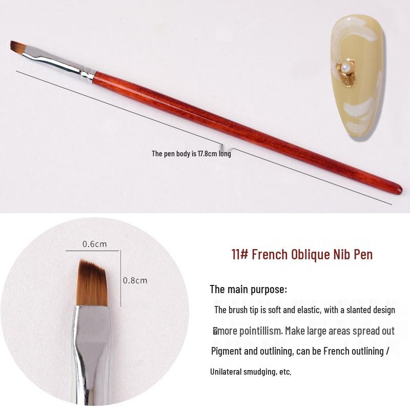 Wooden Handle Nail Art Pen Set - Brushes for Salons, Liner, Round Head, Gel Polish, Carving, Gradient, Smudge.