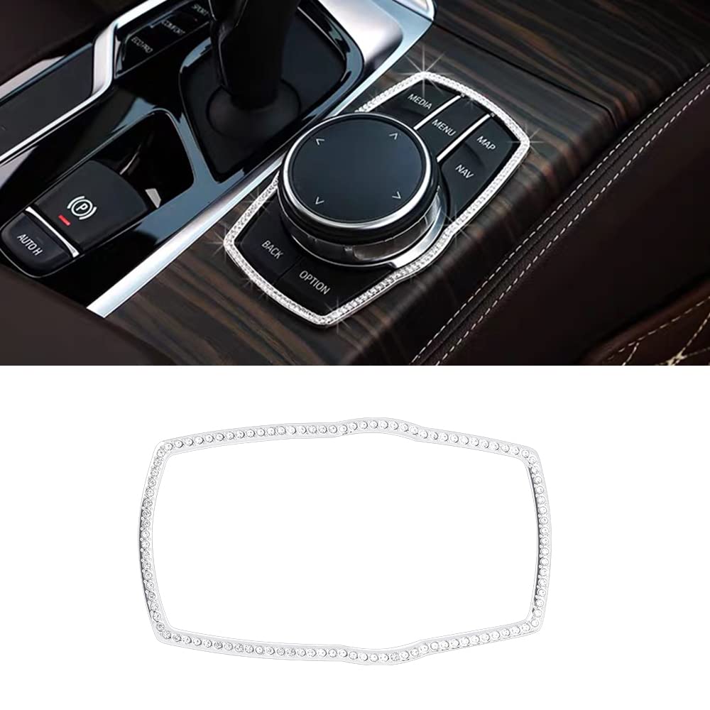 PIFOOG Bling Interior Accessories BMW Multimedia Knob Cover Center Console Cover iDrive Accessories Parts Center Console Frame Cover-A серебряный