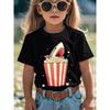 European Sizes Boys' Funny Great White Shark Eating Popcorn Graphic T-Shirt - Movie Night Theme Casual Short Sleeve Round Neck Tee with Cartoon Design