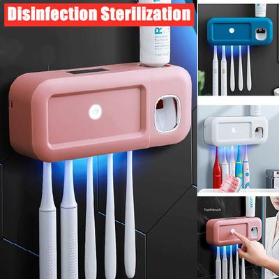 Ultrafialový držiak na inteligentnú sterilizáciu zubnej kefky na sterilizáciu UV svetlom Dávkovač zubnej pasty Nástenný stláčač zubnej pasty