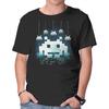 Unisex Crew Neck T-Shirt Space Moon Invaders Graphic Short Sleeve Casual Tee
