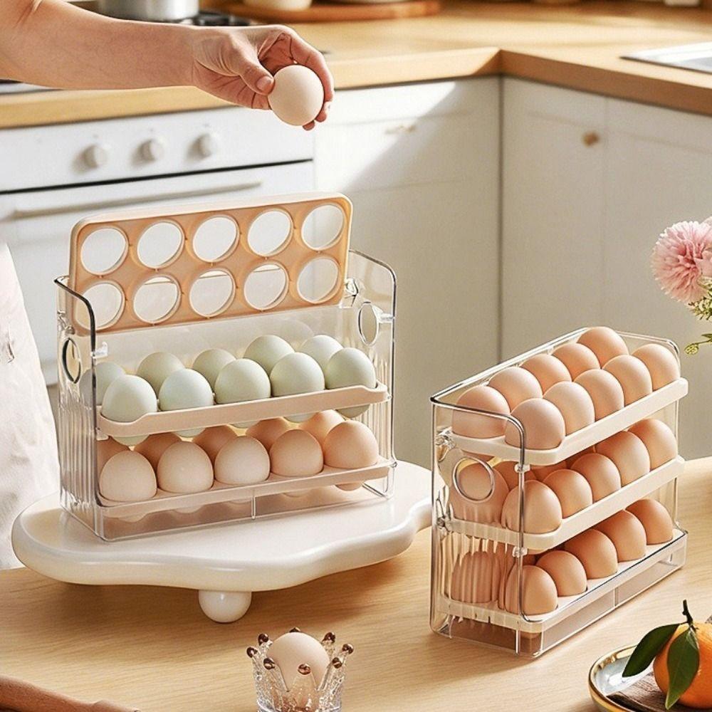 Large Capacity Refrigerator Egg Storage Box Plastic Large Egg Holder Egg Storage Tray  Refrigerator