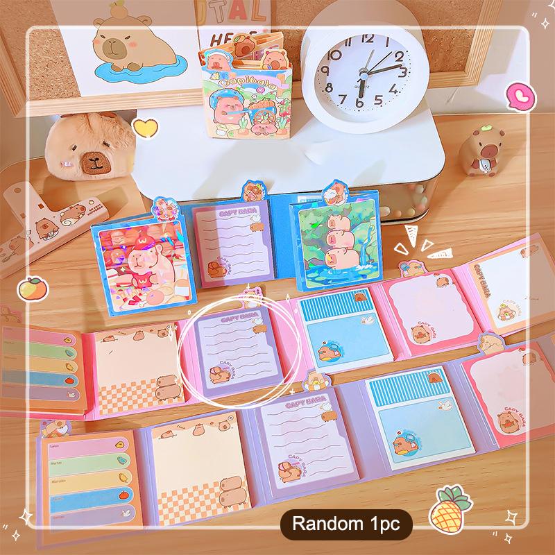 Cartoon Capybara Sticky Notes Set Kawaii Sticky Notes Office School Planner Simple Cute Note Pad Student Stationery Gifts