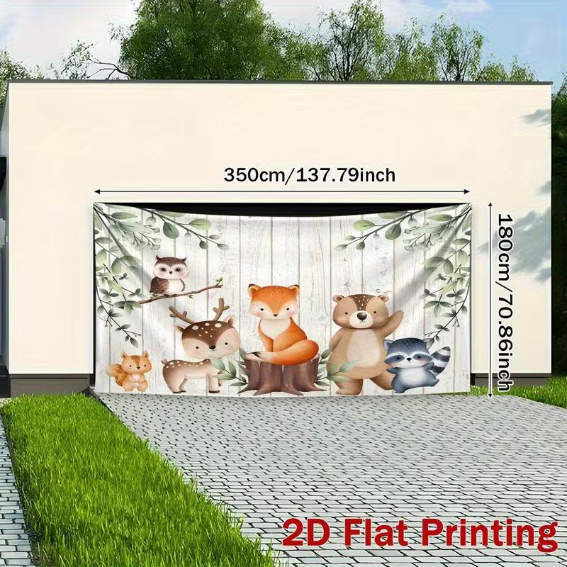 2D Rustic Woodland Creatures Background Banner for Kids' Photo Shoot