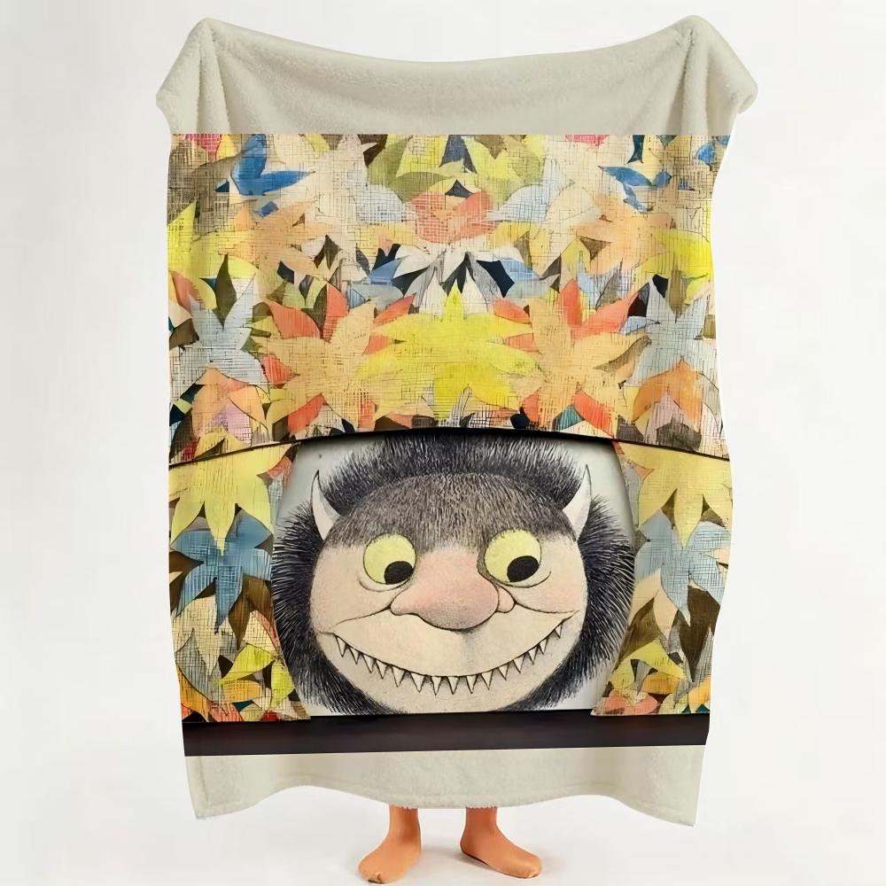 PictureBook W Where The Wild Things A Are Throw Flannel Throw Blanket Suitable for Sofa Living Room Bedroom 75cmx90cm