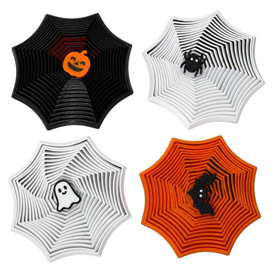 1/4Pcs 3D Printed Expanded Fidget Star, Halloween Ghost Bat Pumpkin Spider Fractal Star Toy, Stress Relief Expandable Star Sensory Desk Toy