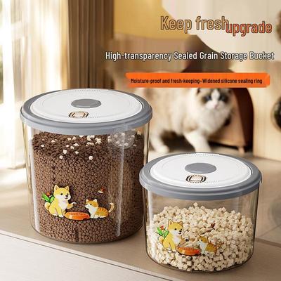 Portable Large-Capacity Moisture-Proof Cat Food Storage Container with High Transparency and Fresh Locking