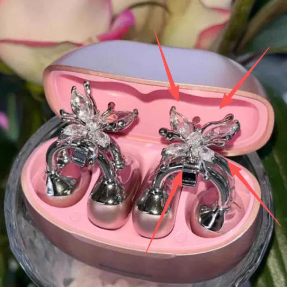 Cute Sparkling Diamond Cherry Blossom Bluetooth Earphone Case Decoration, Fashion Rhinestone Flower Earphone Accessory for Women, 1PC