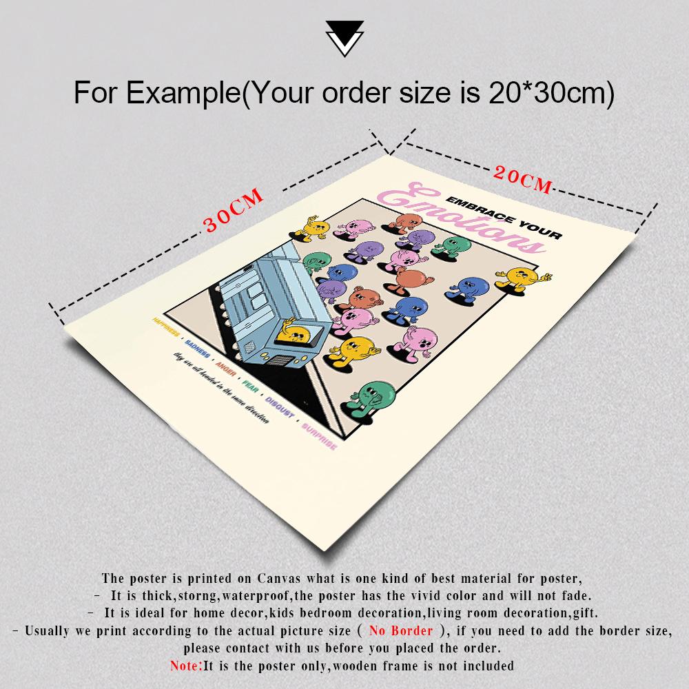 Cartoon Positive Retro Quote Print Feelings Self Love Emotions Art Poster Trendy Abstract Canvas Painting Living Room Home Decor