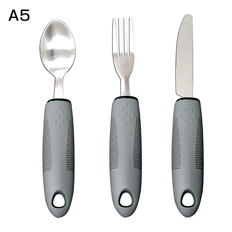 3/4/5Pcs/Set Elderly Adaptive Utensils Disabled Bendable Feeding Dinnerwares Parkinsons Self Training Spoon Fork Tableware