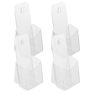 4 Pcs Acrylic Brochure Holder Display Stand Clear Plastic Note Holder Trifold Leaflets Pamphlet Flyer Desk Accessories Ganizer