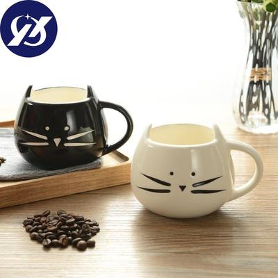 420ml Lovely Cat Wte/Black Coffee Milk Ceramic Mug Couples Cup Festival Gift FRE
