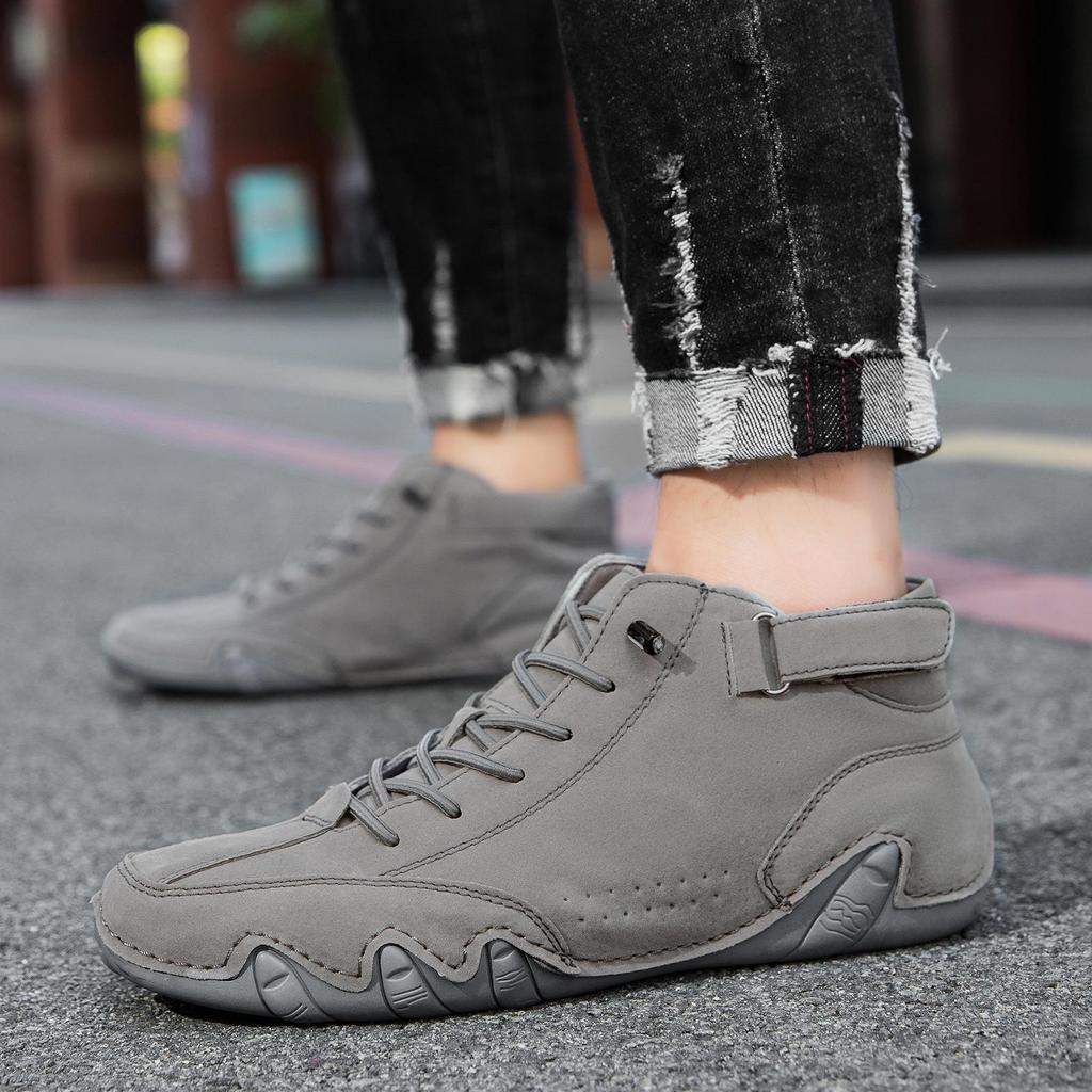 Men's High-Top Casual Winter Boots - Plush Velvet Lined Martin Shoes