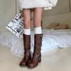 1Pair Women Knitted Long Socks Boot Solid Thigh Stocking Skinny Casual Cotton Over Knee-High Fashion Ins Female Long Knee Sock