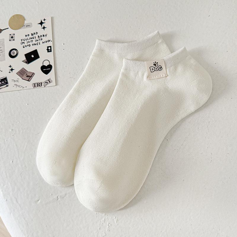 

Белые носки с щенками, женские короткие носки, хлопковые носки, невидимые короткие носки из хлопка с низким вырезом, тонкие и милые носки-лодочки для весны и лета 1 pair