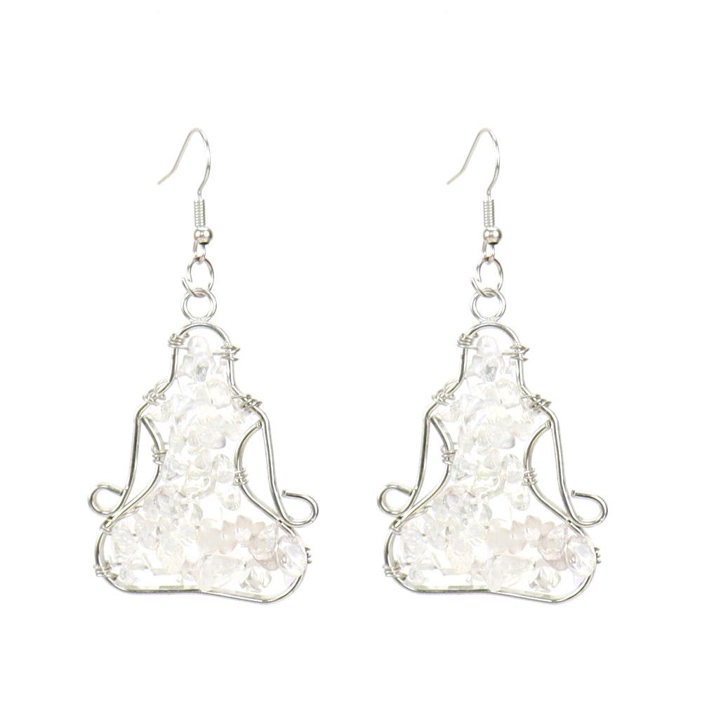 Handcrafted Wire Wrapped Agate Amethyst Crystal Yoga Earrings E14