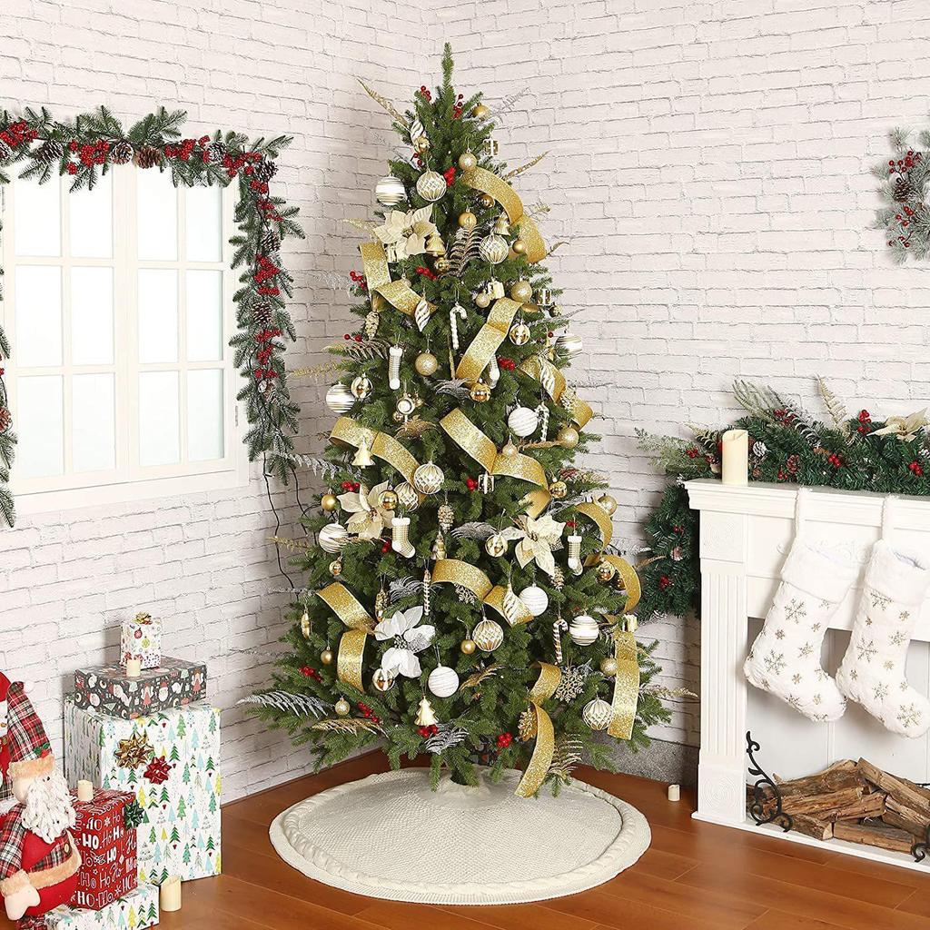 Red and White Cross-Border Knitted Christmas Tree Skirt