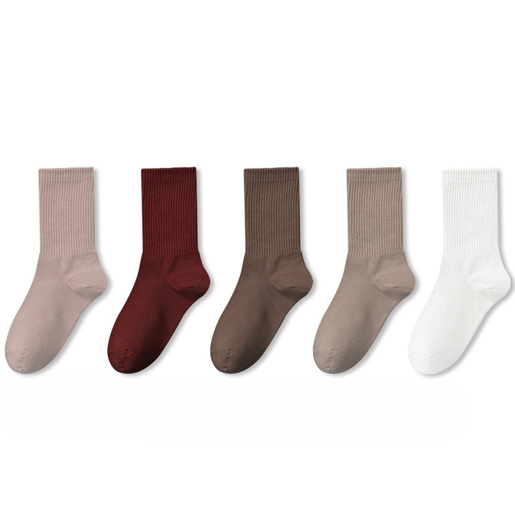 5 Pairs of Female Autumn and Winter Pure Cotton 7A Antibacterial Deodorant Wicking in The Tube Pile Cotton Socks