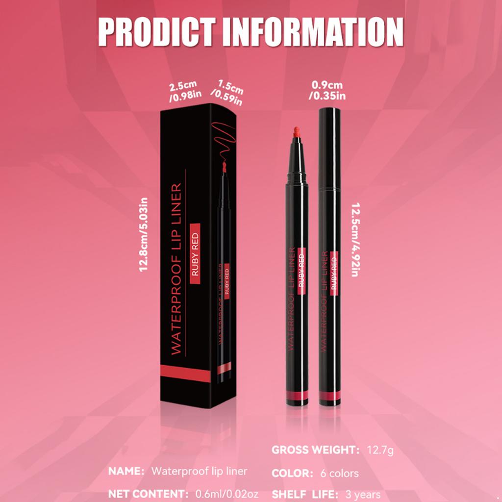 Matte Lip Liner, Water Resistant & Smudge-proof, Pigmented Color for Daily Casual, Office, or Party Use