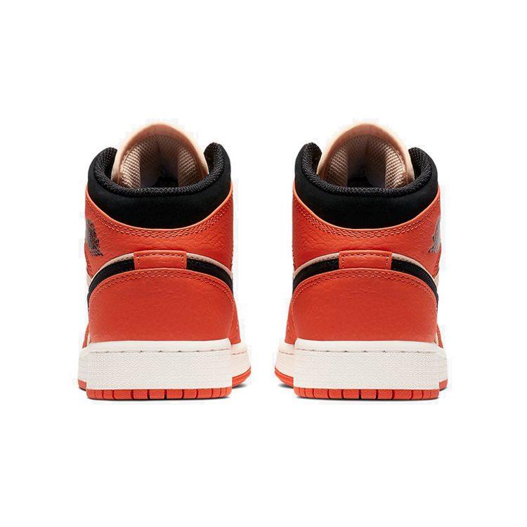 Jordan 1 Mid Team Orange Black GS BQ6931-800