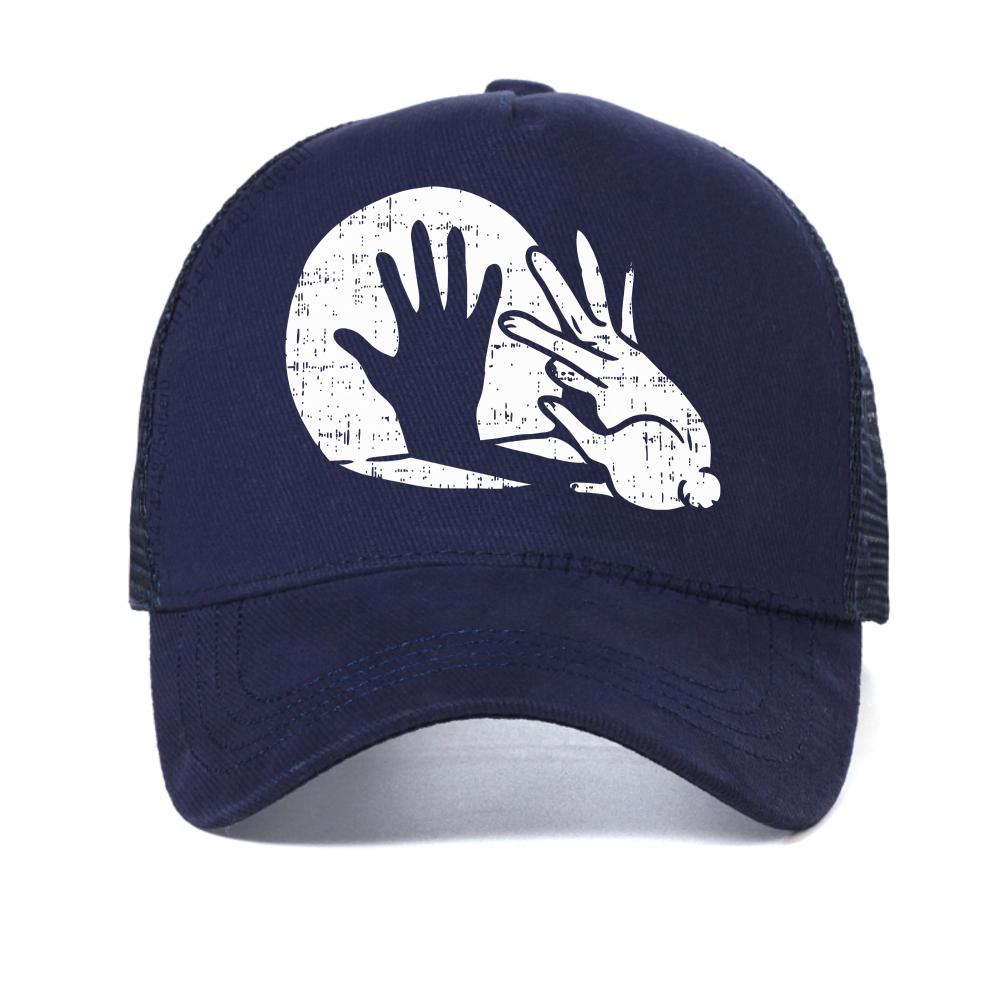 

Animal Bunny Lover Shadow Play Pun Gift cap adjustable baseball caps Funny Rabbit hat fashion Summer Mesh Breathable Sun Hats Adjustable темно-синього кольору
