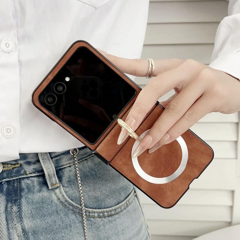 Solid Color Leather Magnetic Folding Case For Motorola Razr 60 50 Ultra 40 Ultra Wireless Charge Shockproof Slim Hard PC Ring Holder 3pcs Phone Cover