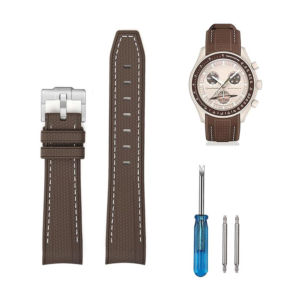 20mm Watch Band for and Rubber Watch Band with Silicone Waterproof and Includes Adjustment Tool and Spring Omega, Swatch, MoonSwatch, Omega,
