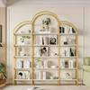 170 x 26 x 190 cm Shelf in simple style, steel tube-MDF, five layers of storage space, unique cloud shape, easy to assemble and clean, Gold + White