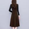 2026 Autumn/Winter Elegant Hepburn Style Slimming Patchwork Mid-Length Dress
