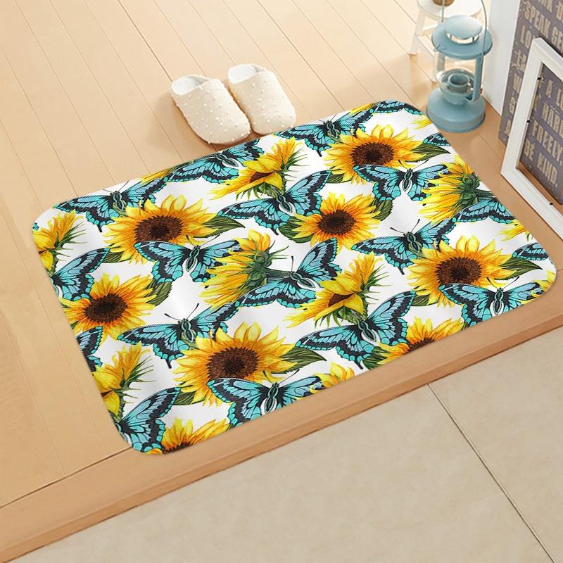 Sunflower Entrance Welcome Door Mat Flowers Bedroom Bedside Decor Carpet Non-slip Bathroom Kitchen Foot Rugs for Indoor Home
